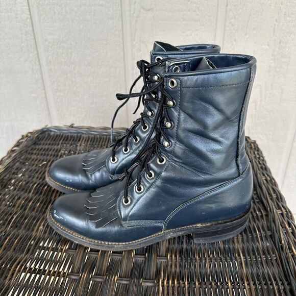 Justin Roper Boots Womens Size 5.5 B‎ Navy Blue Western Cowgirl Rodeo Workwear - Picture 3 of 13